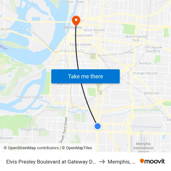 Elvis Presley Boulevard at Gateway Drive to Memphis, TN map