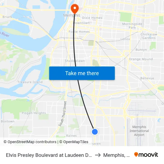 Elvis Presley Boulevard at Laudeen Drive to Memphis, TN map
