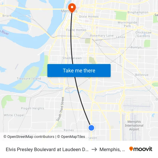 Elvis Presley Boulevard at Laudeen Drive to Memphis, TN map