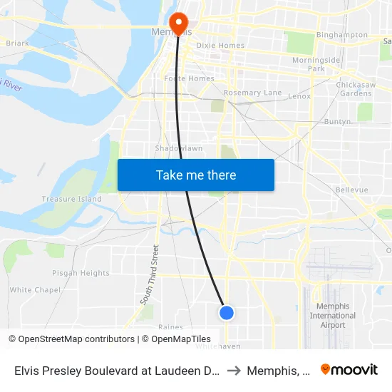 Elvis Presley Boulevard at Laudeen Drive to Memphis, TN map