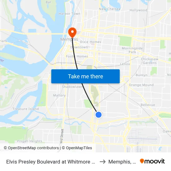 Elvis Presley Boulevard at Whitmore Road to Memphis, TN map