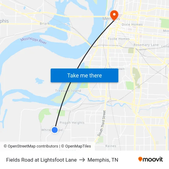 Fields Road at Lightsfoot Lane to Memphis, TN map