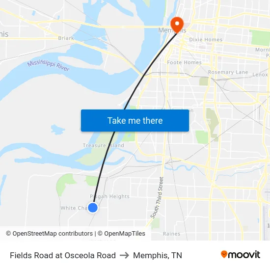 Fields Road at Osceola Road to Memphis, TN map