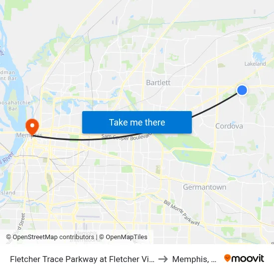 Fletcher Trace Parkway at Fletcher View to Memphis, TN map