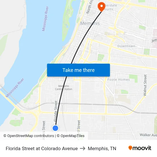Florida Street at Colorado Avenue to Memphis, TN map