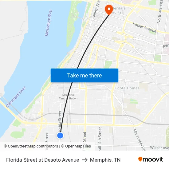 Florida Street at Desoto Avenue to Memphis, TN map