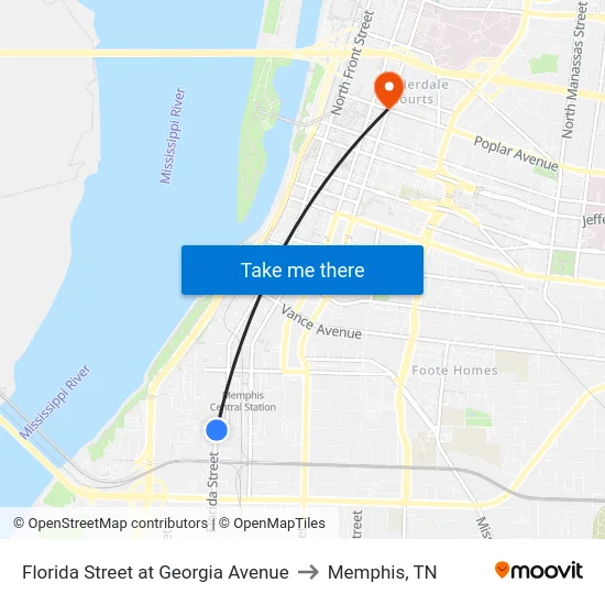 Florida Street at Georgia Avenue to Memphis, TN map
