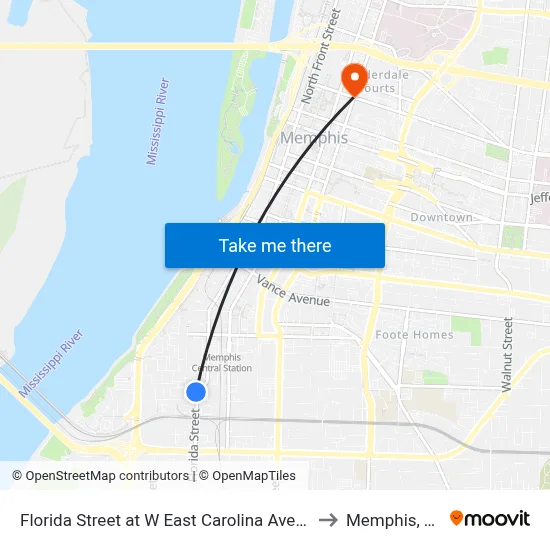 Florida Street at W East Carolina Avenue to Memphis, TN map