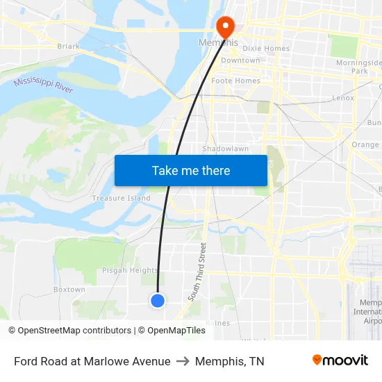 Ford Road at Marlowe Avenue to Memphis, TN map