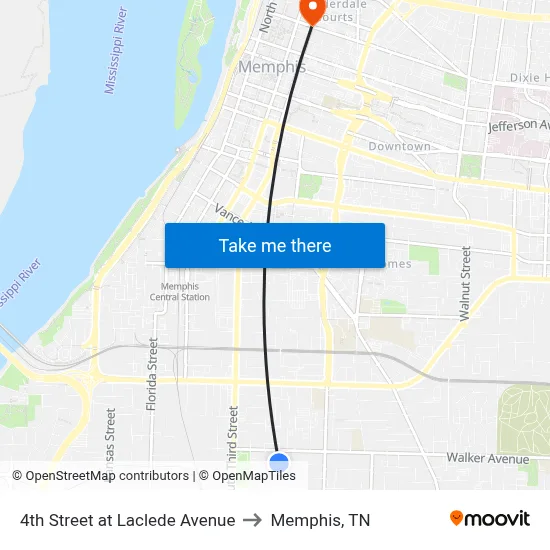 4th Street at Laclede Avenue to Memphis, TN map