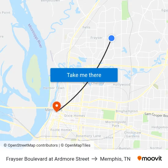 Frayser Boulevard at Ardmore Street to Memphis, TN map