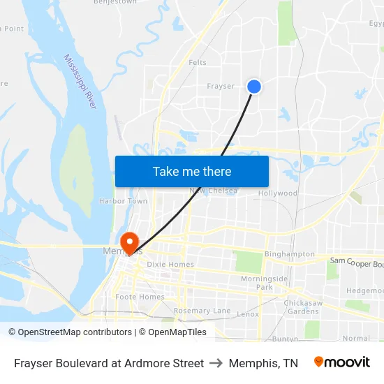 Frayser Boulevard at Ardmore Street to Memphis, TN map