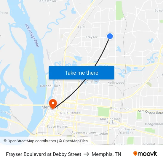 Frayser Boulevard at Debby Street to Memphis, TN map