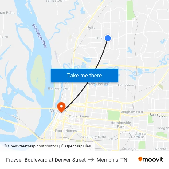 Frayser Boulevard at Denver Street to Memphis, TN map