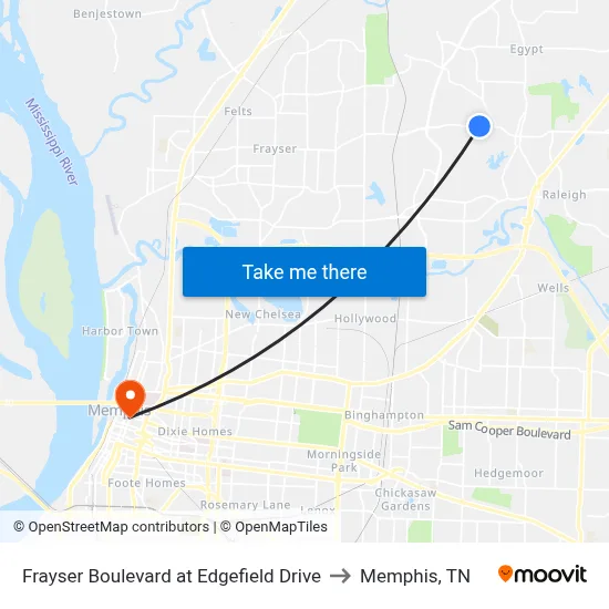 Frayser Boulevard at Edgefield  Drive to Memphis, TN map