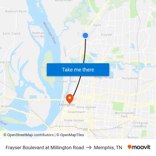 Frayser Boulevard at Millington Road to Memphis, TN map