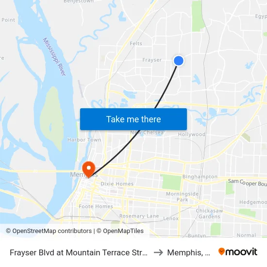 Frayser Blvd at Mountain Terrace Street to Memphis, TN map