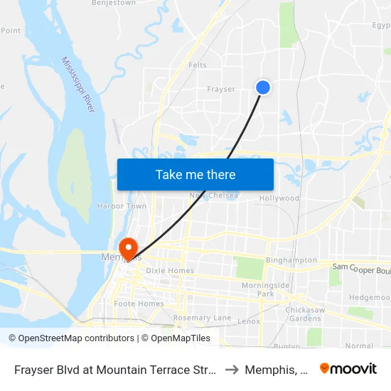 Frayser Blvd at Mountain Terrace Street to Memphis, TN map