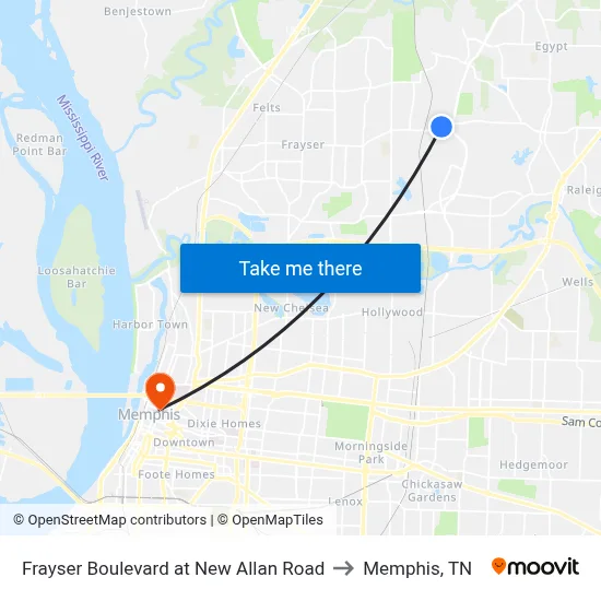 Frayser Boulevard at New Allan Road to Memphis, TN map