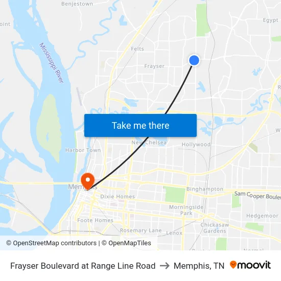 Frayser Boulevard at Range Line Road to Memphis, TN map