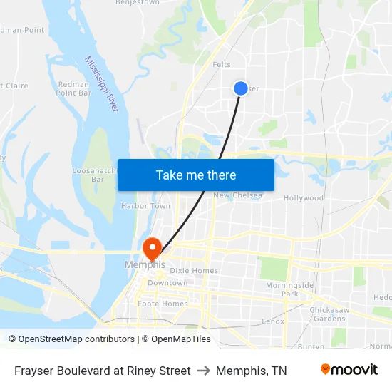 Frayser Boulevard at Riney Street to Memphis, TN map