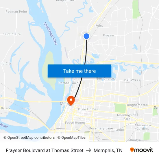 Frayser Boulevard at Thomas Street to Memphis, TN map