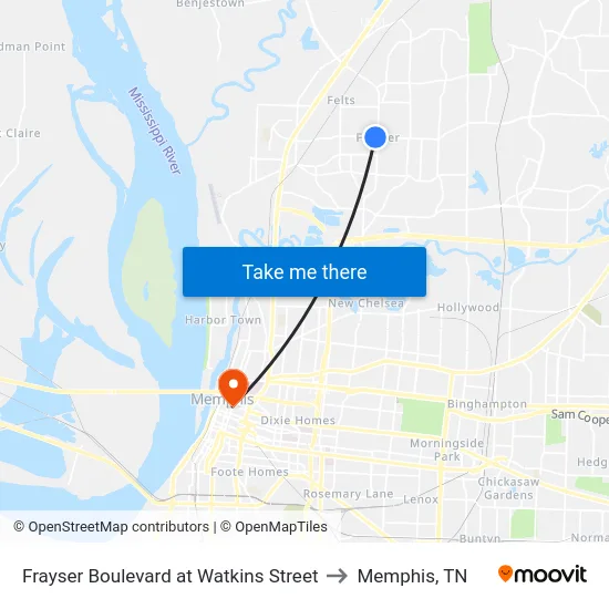 Frayser Boulevard at Watkins Street to Memphis, TN map