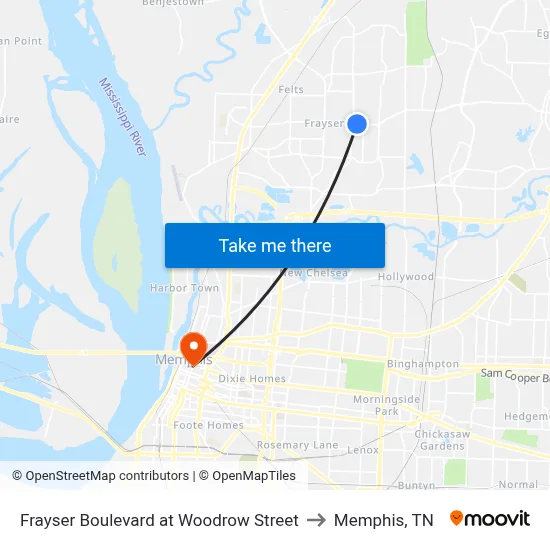 Frayser Boulevard at Woodrow Street to Memphis, TN map