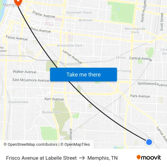 Frisco Avenue at Labelle Street to Memphis, TN map