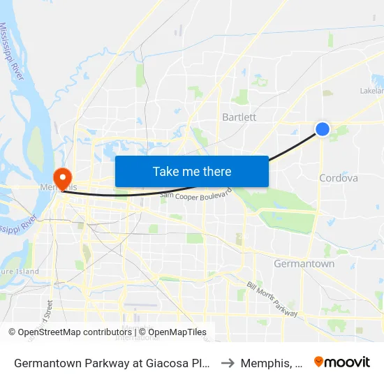 Germantown Parkway at Giacosa Place to Memphis, TN map