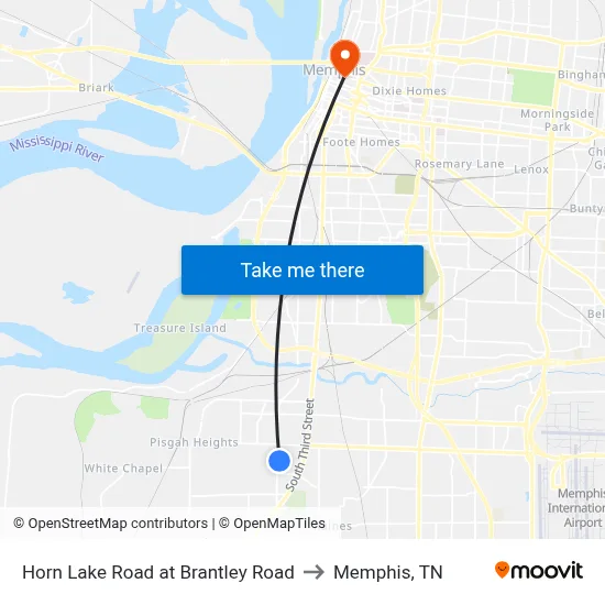 Horn Lake Road at Brantley Road to Memphis, TN map