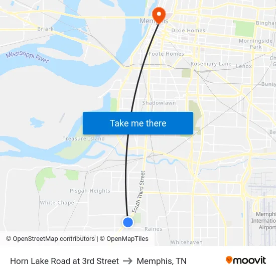 Horn Lake Road at 3rd Street to Memphis, TN map