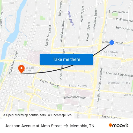 Jackson Avenue at Alma Street to Memphis, TN map
