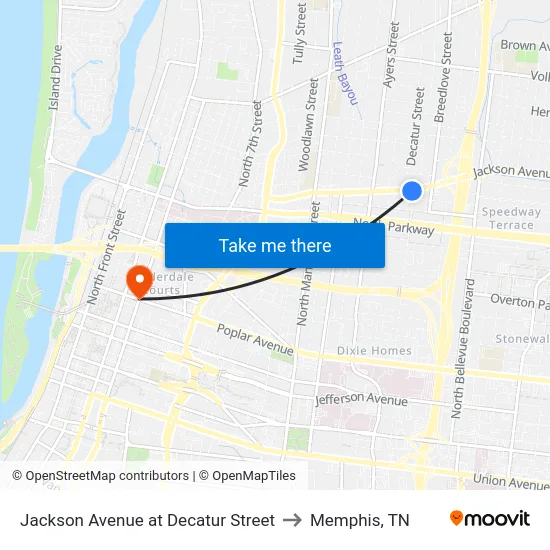 Jackson Avenue at Decatur Street to Memphis, TN map
