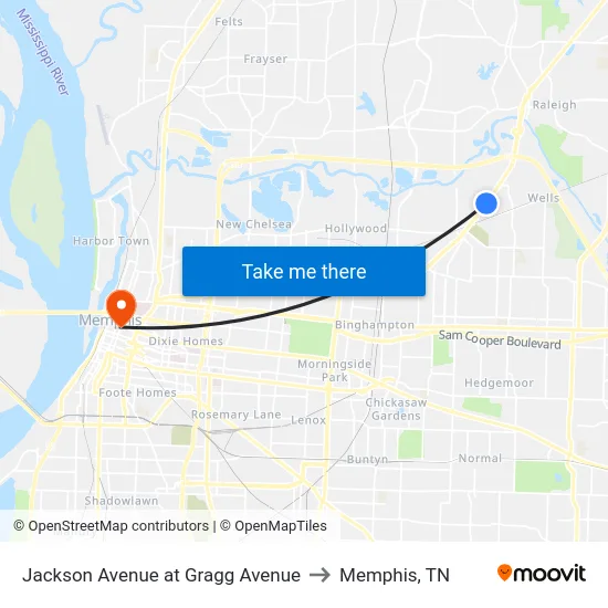 Jackson Avenue at Gragg Avenue to Memphis, TN map