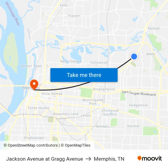 Jackson Avenue at Gragg Avenue to Memphis, TN map