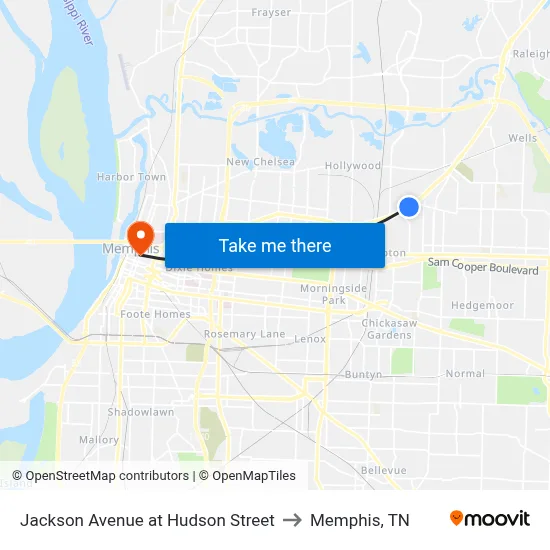 Jackson Avenue at Hudson Street to Memphis, TN map