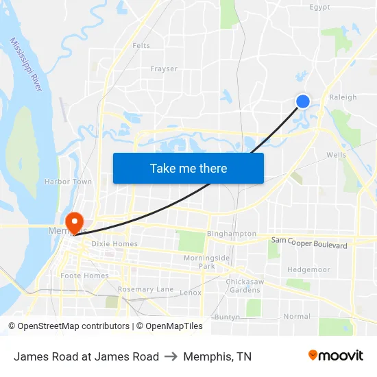 James Road at James Road to Memphis, TN map
