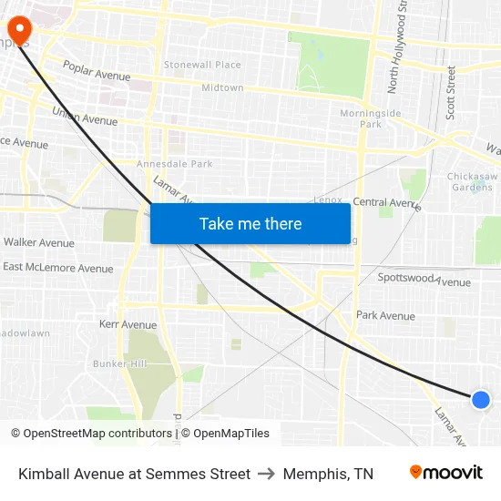 Kimball Avenue at Semmes Street to Memphis, TN map