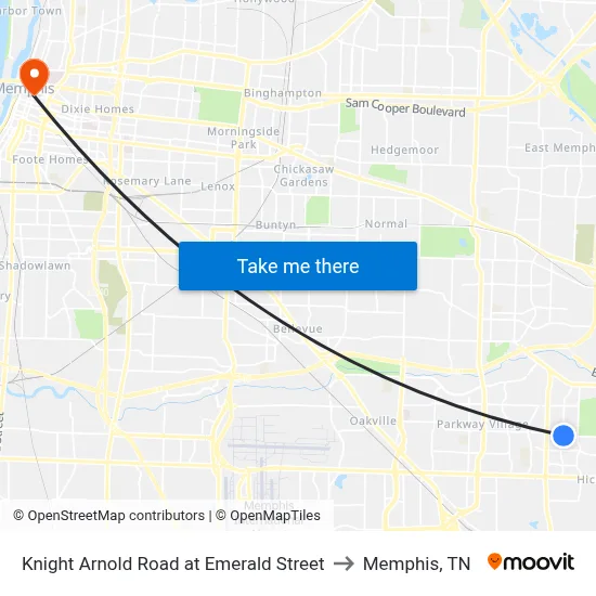 Knight Arnold Road at Emerald Street to Memphis, TN map