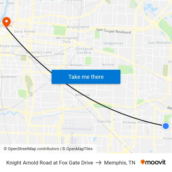 Knight Arnold Road at Fox Gate Drive to Memphis, TN map