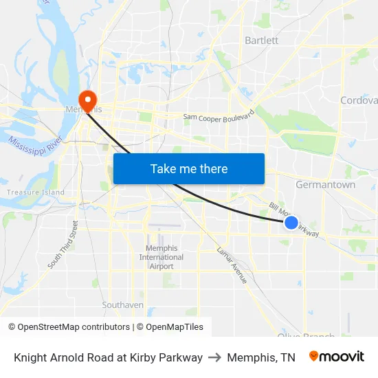 Knight Arnold Road at Kirby Parkway to Memphis, TN map