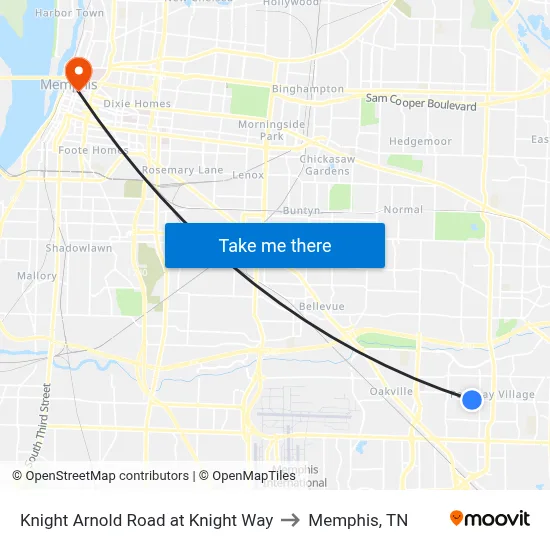 Knight Arnold Road at Knight Way to Memphis, TN map