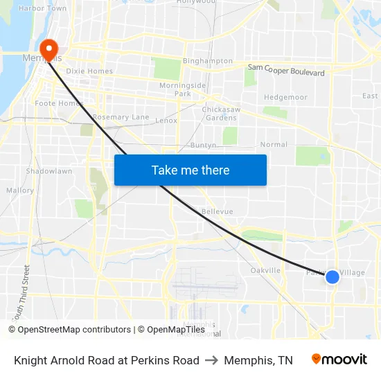 Knight Arnold Road at Perkins Road to Memphis, TN map