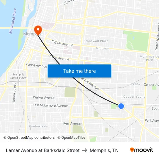 Lamar Avenue at Barksdale Street to Memphis, TN map