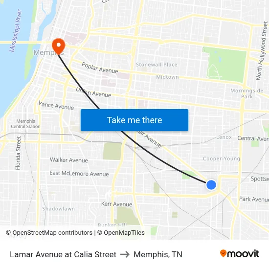 Lamar Avenue at Calia Street to Memphis, TN map