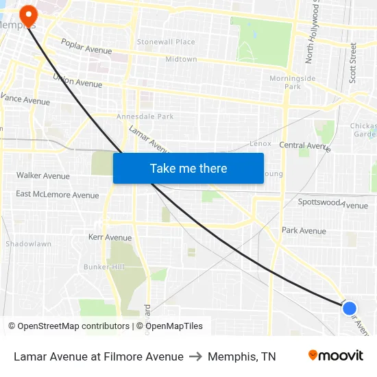 Lamar Avenue at Filmore Avenue to Memphis, TN map