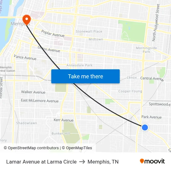 Lamar Avenue at Larma Circle to Memphis, TN map
