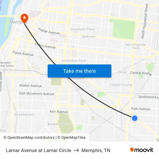 Lamar Avenue at Lamar Circle to Memphis, TN map