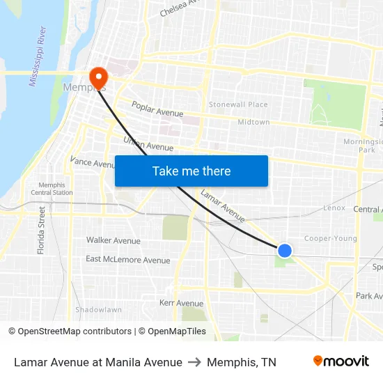 Lamar Avenue at Manila Avenue to Memphis, TN map